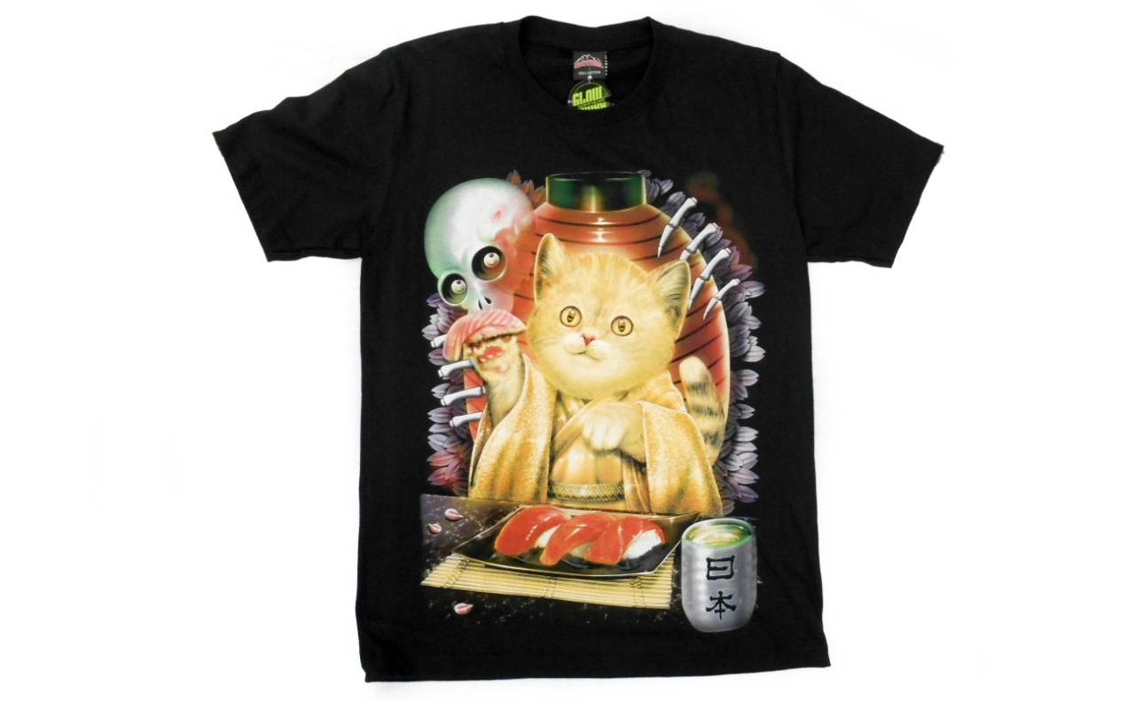 和柄 猫・犬Tシャツ（提灯ドクロ 猫）