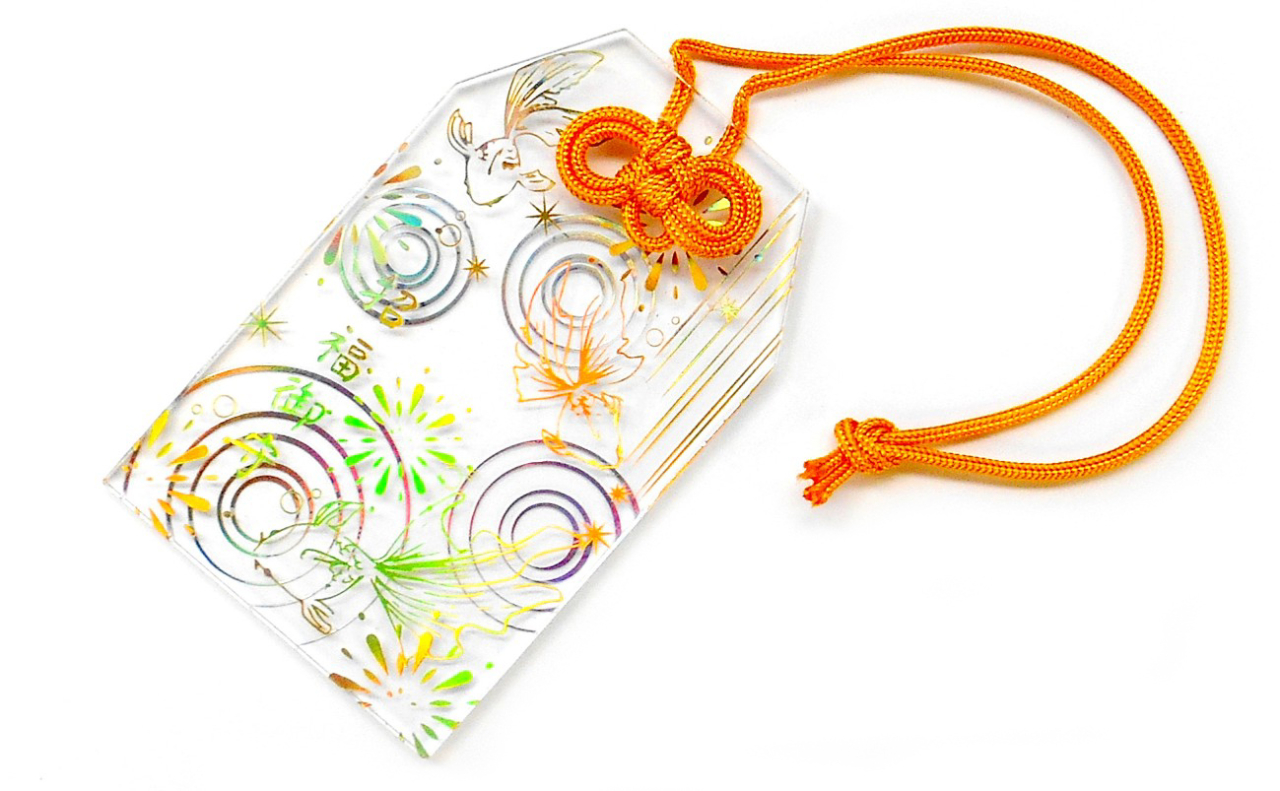 アクリルお守り（金魚と花火）