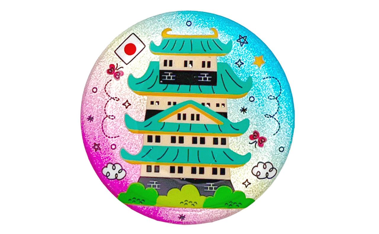 和風缶バッチ（天守閣）