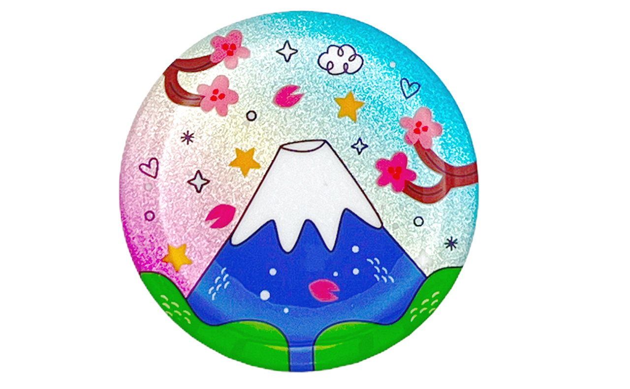 和風缶バッチ（桜富士）