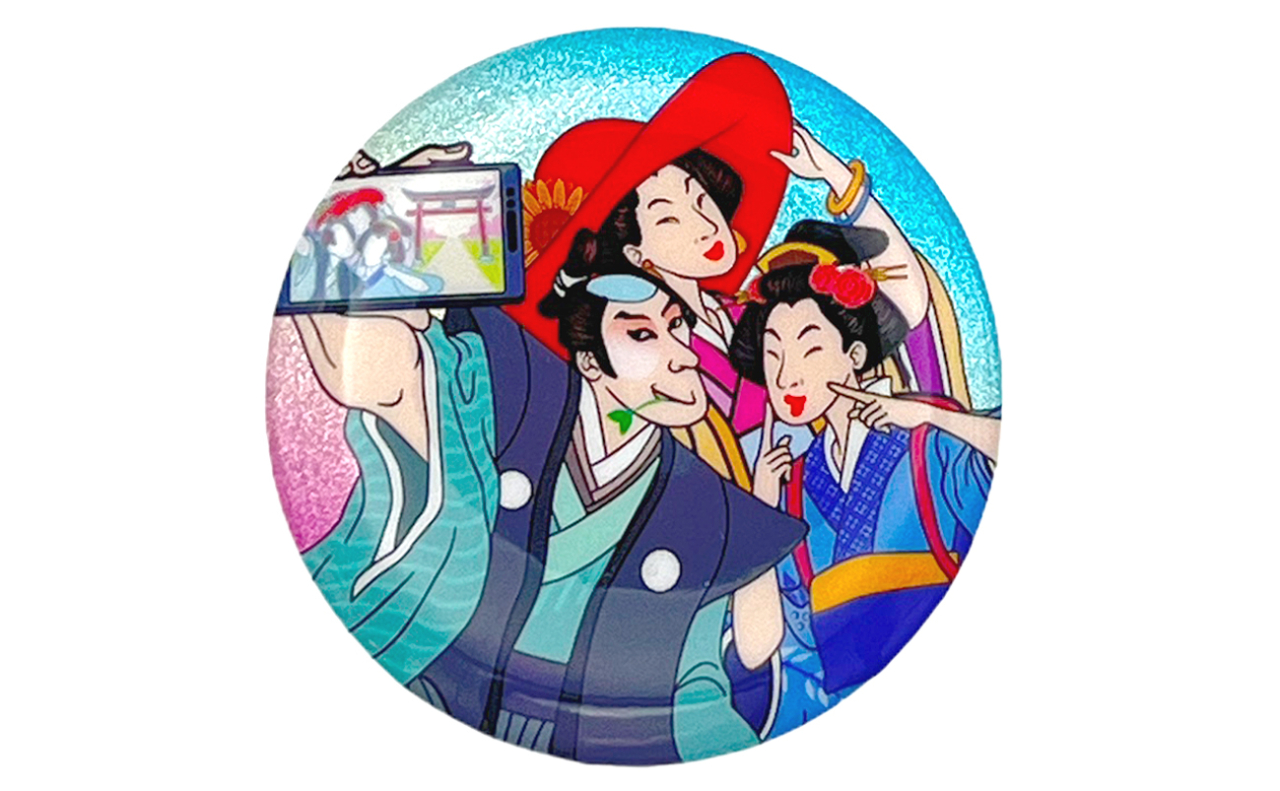 和風缶バッチ（浮世自撮り）