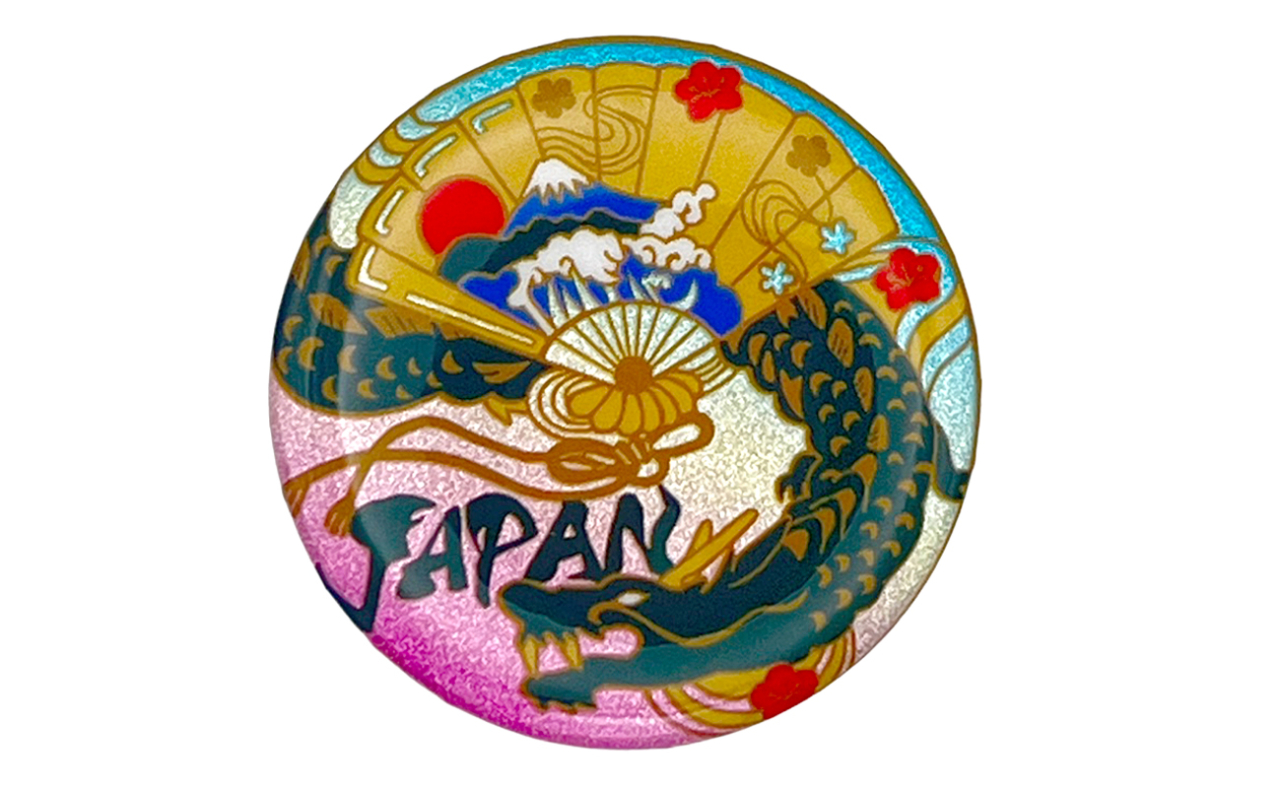 和風缶バッチ（寿竜）