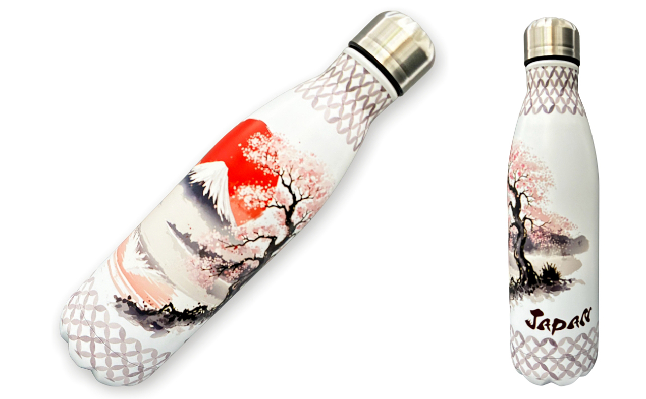 ステンレスボトル（水彩画富士山桜）