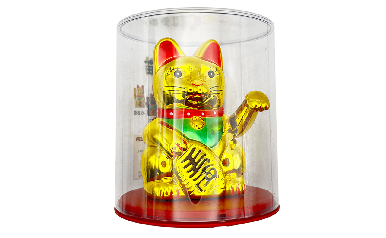 ソーラー招き猫・大　千万両（金）