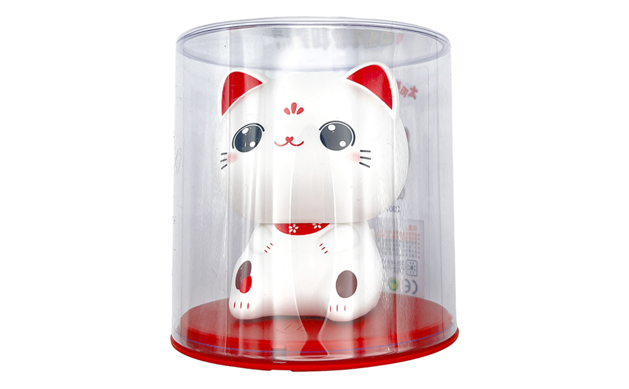 ソーラー招き猫・大　うなずきにゃんこ（ぱっちり）