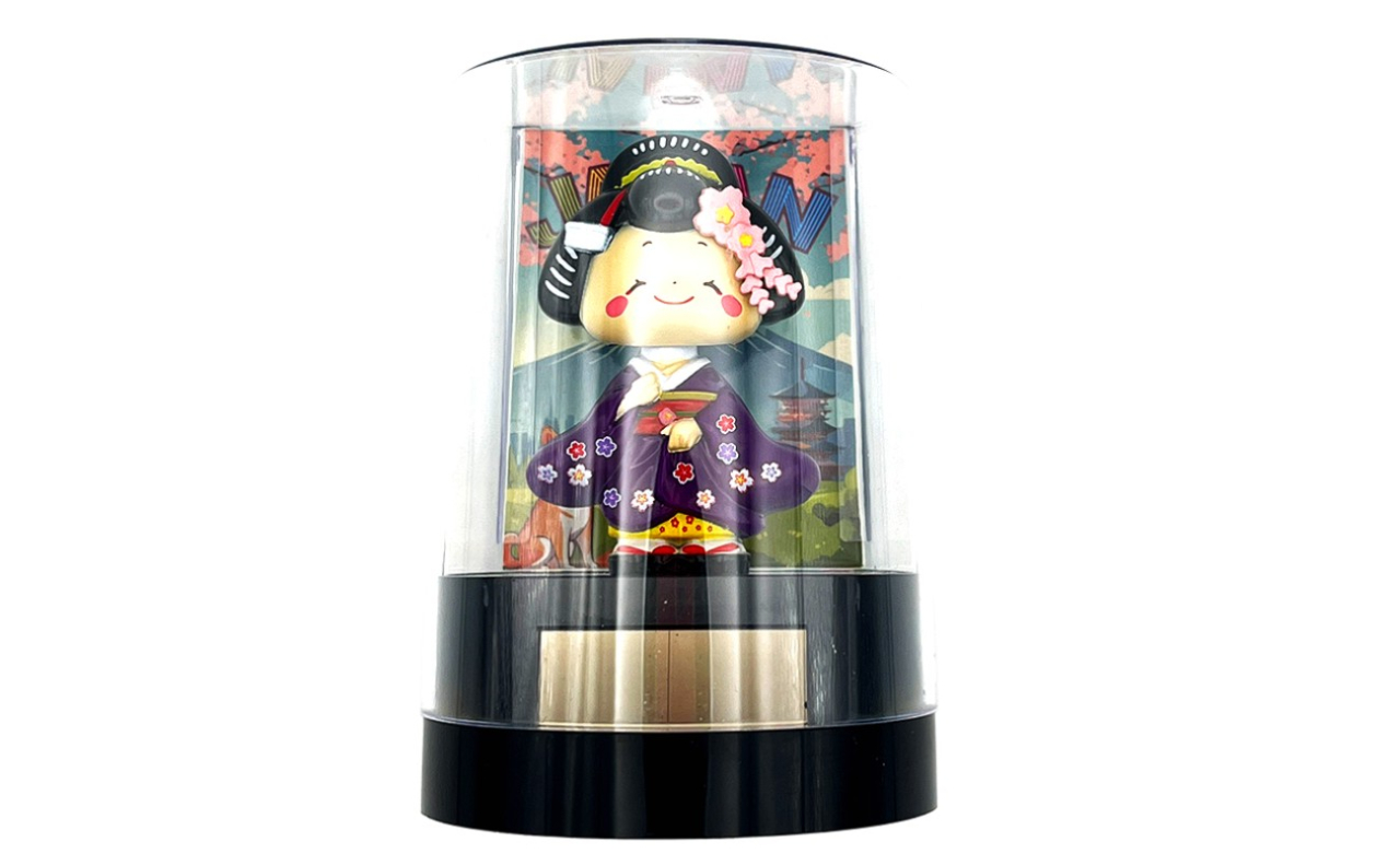 首振りソーラー人形　舞妓桜（紫）