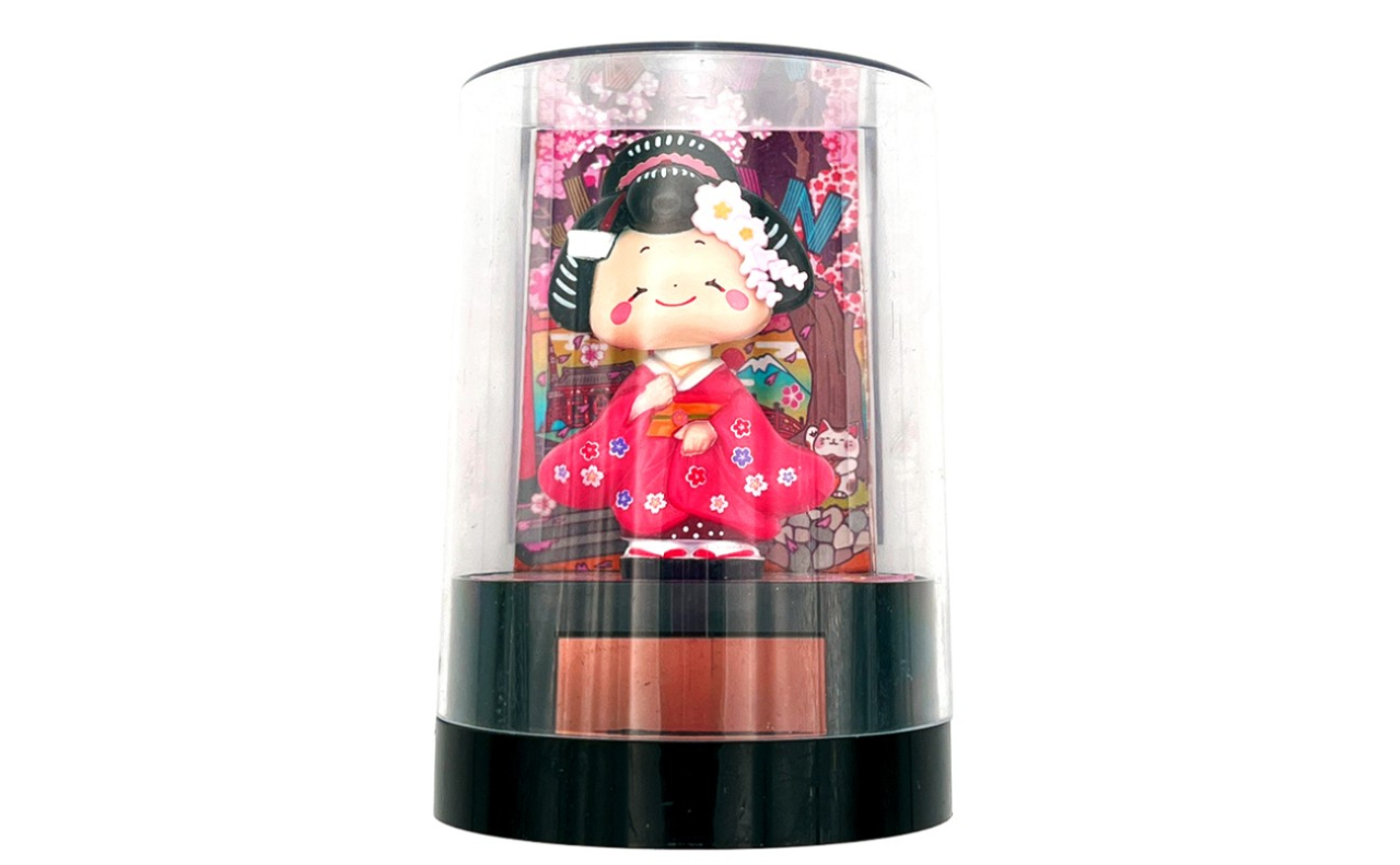 首振りソーラー人形　舞妓桜（ピンク）