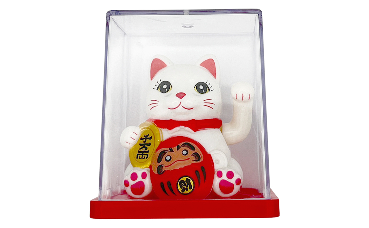 ソーラー招き猫　だるま（白）
