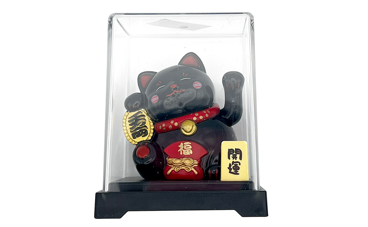 ソーラー招き猫　開運千万両（黒）
