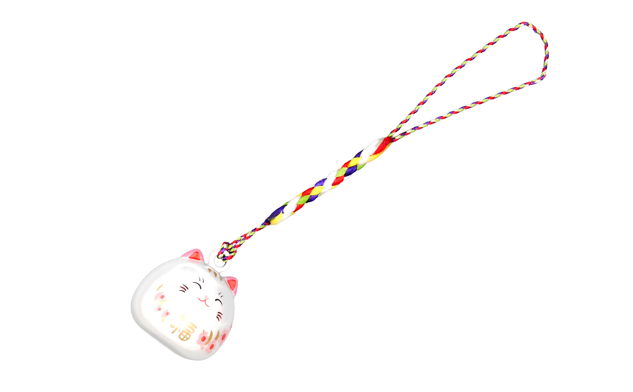 ちりーんと音の出る猫だるま根付（白）