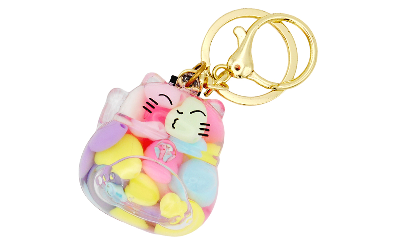 招き猫クリアキーホルダー（ハート）