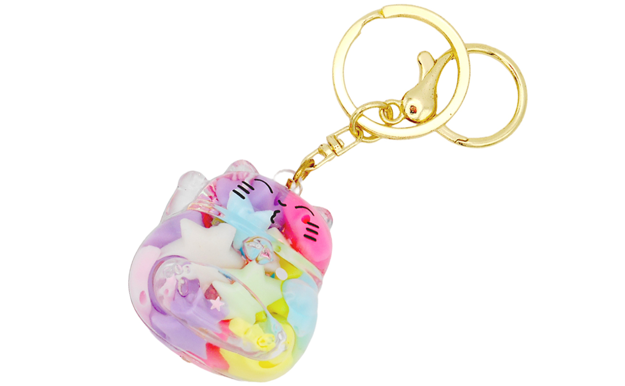 招き猫クリアキーホルダー（星）