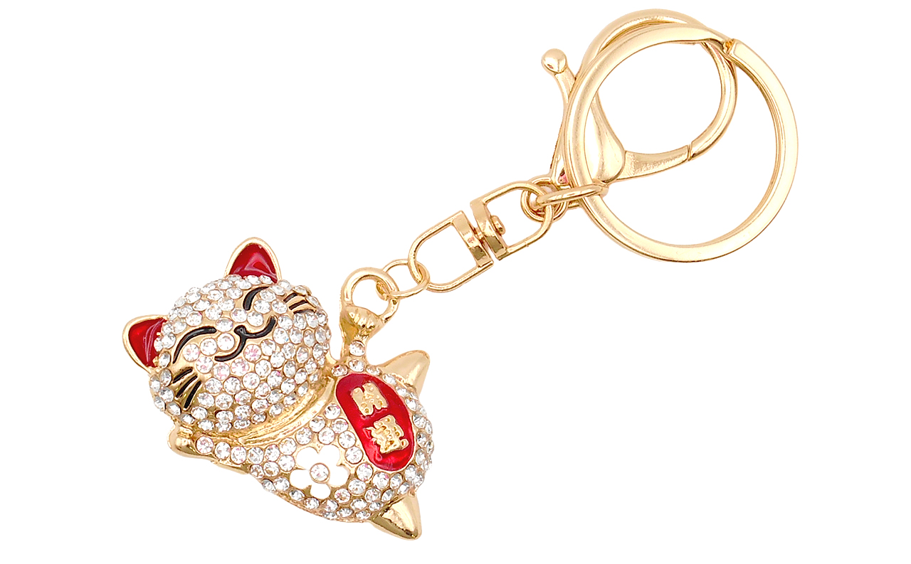 キラキラ招き猫キーホルダー（ストーン）