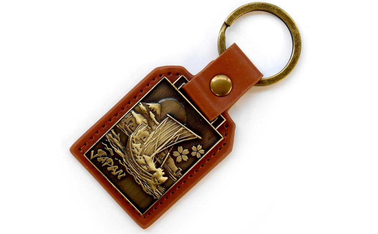 レザーメタルキーホルダー（浮世船）