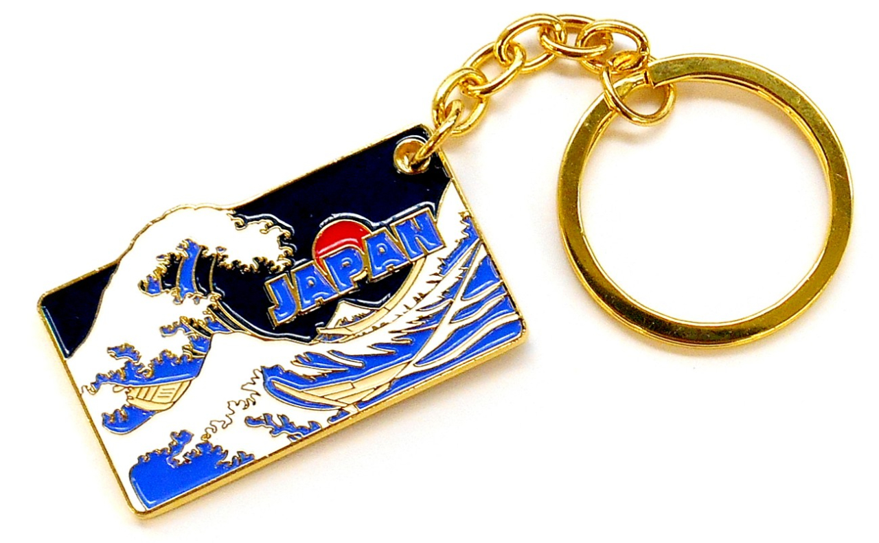 長角・文字メタルキーホルダー（長方形浪裏）