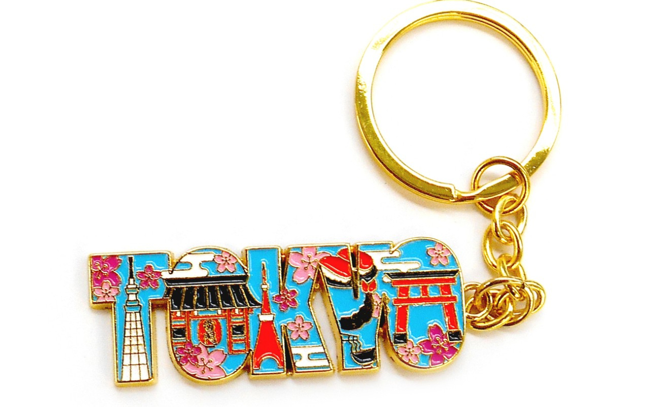 長角・文字メタルキーホルダー（文字東京名物）