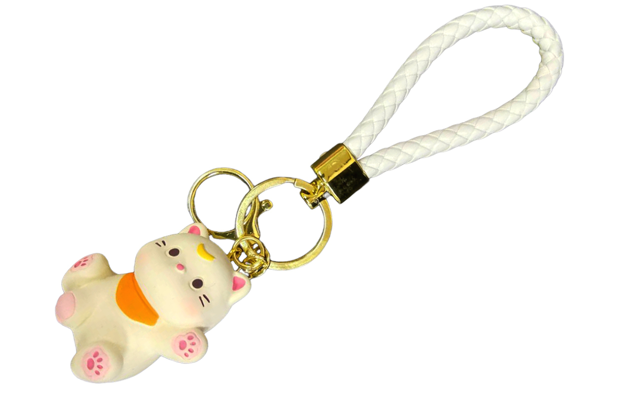 招き猫・柴犬立体キーホルダー（招き猫ぱっちり）