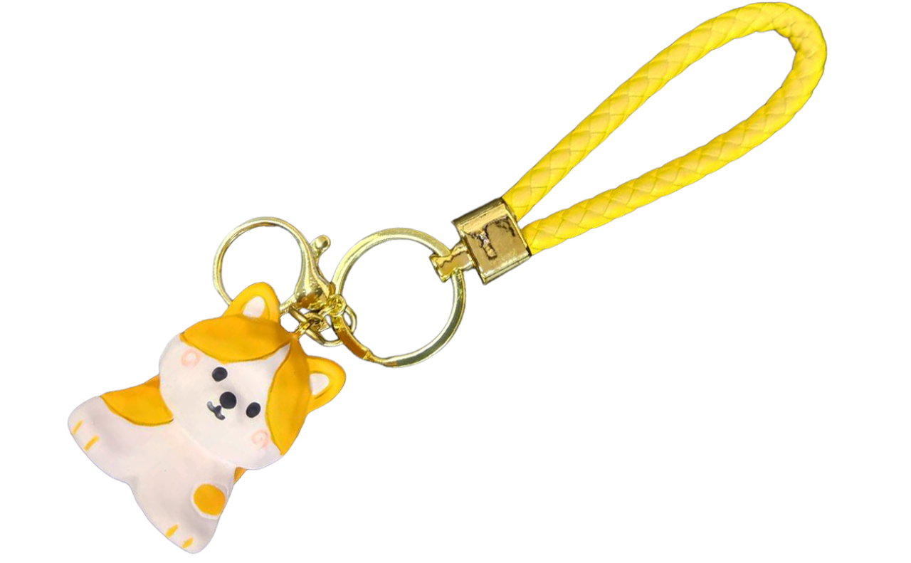 招き猫・柴犬立体キーホルダー（ハチワレ柴犬）