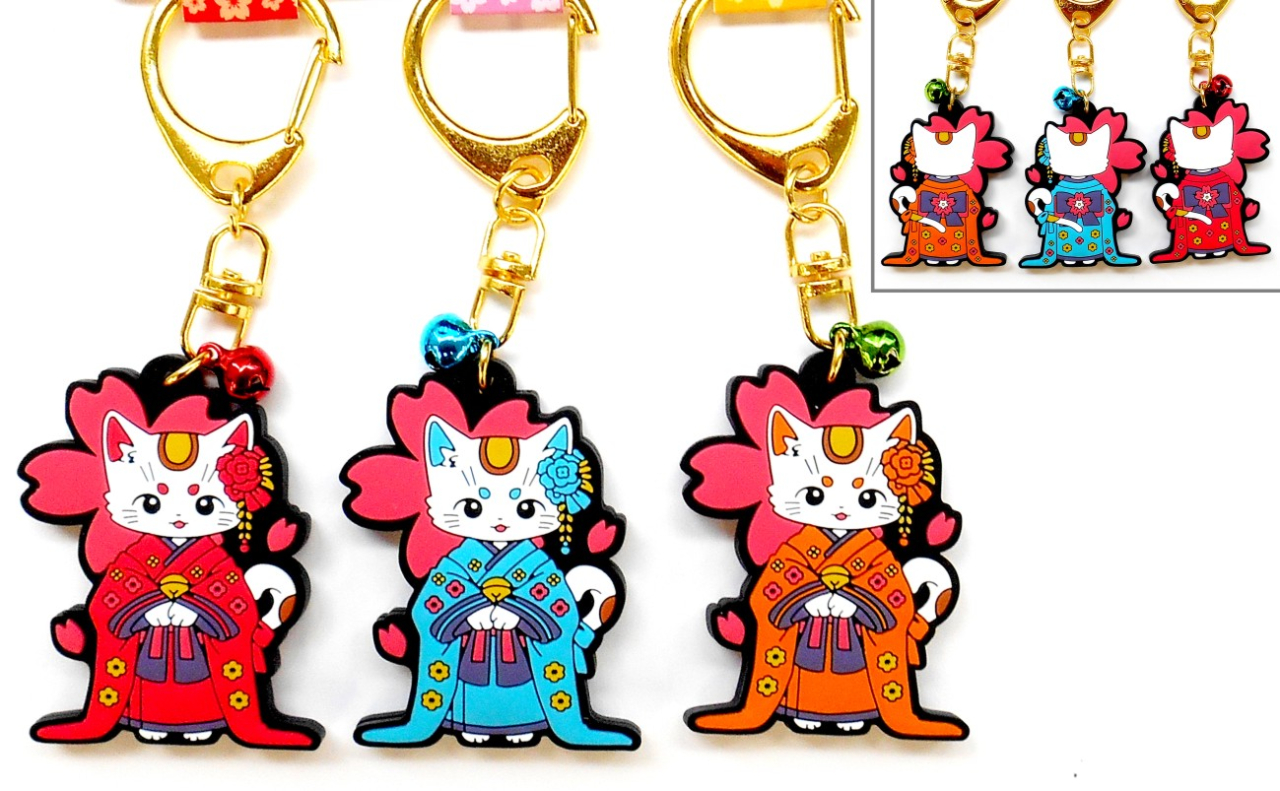 3Pラバーキーホルダー（着物猫）