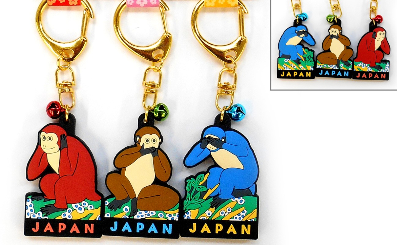 3Pラバーキーホルダー（三猿 赤・茶・青）