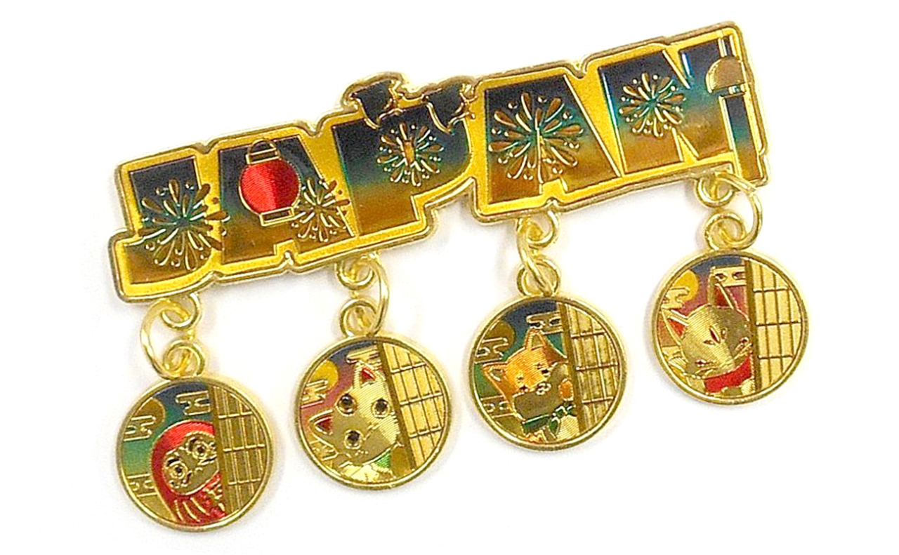 4連吊るしメタルマグネット（JAPANひょっこり4匹）