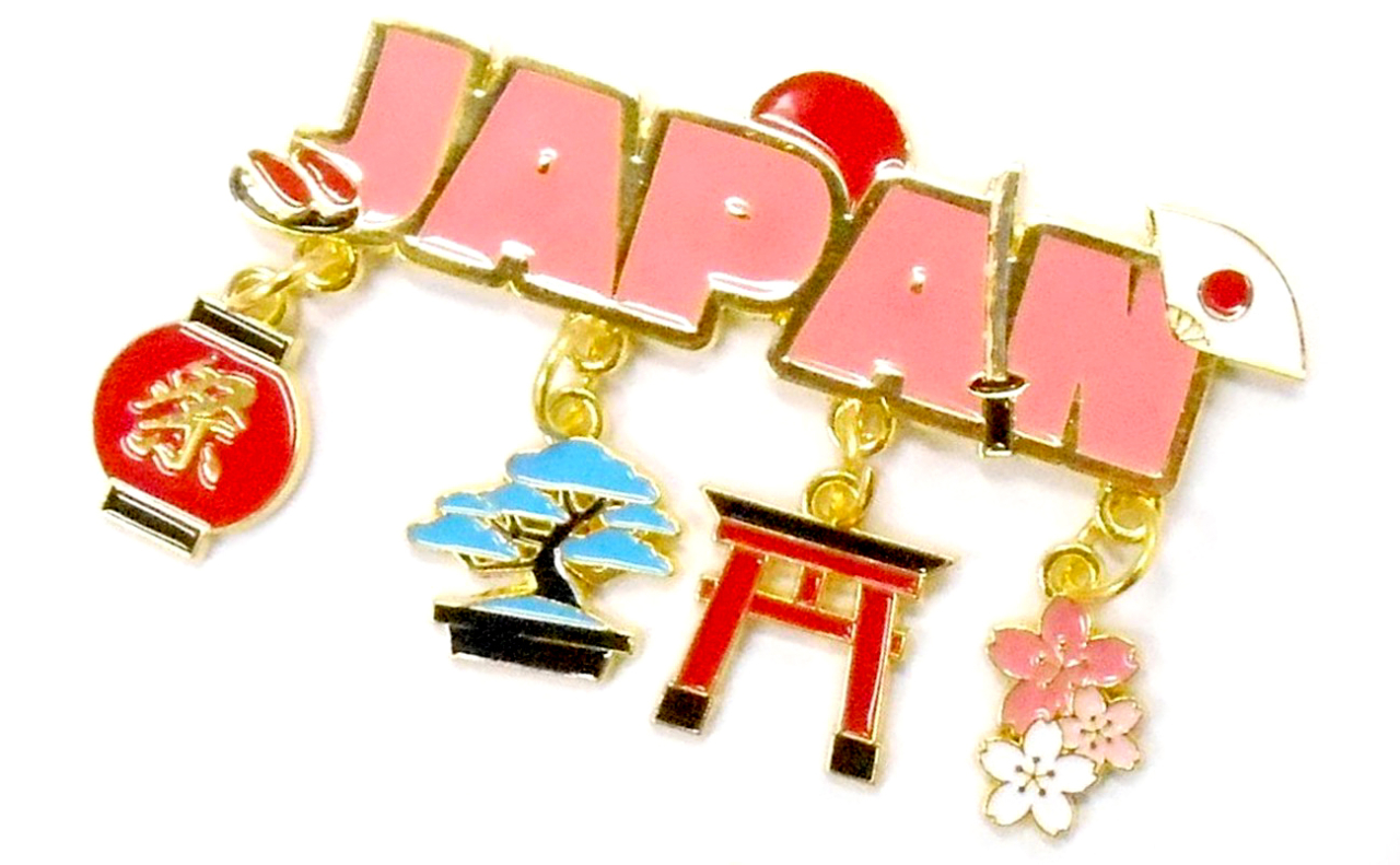 4連吊るしメタルマグネット（JAPAN提灯盆栽鳥居桜）