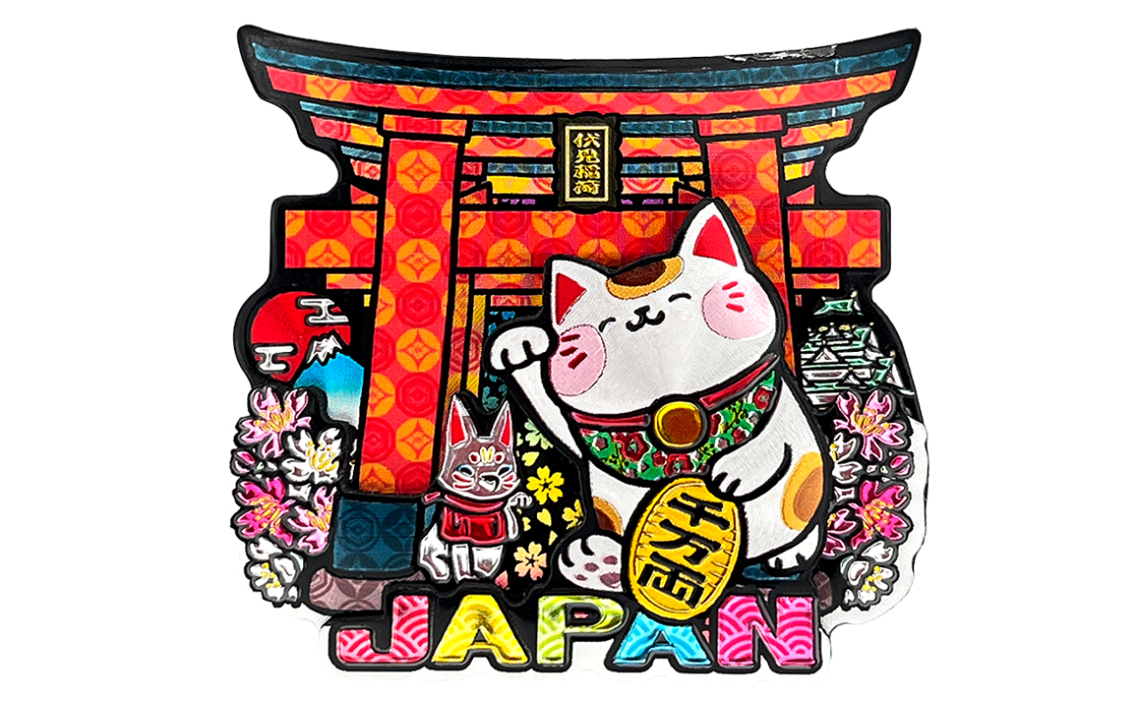 ラバーエッジングマグネット（猫千万両鳥居）