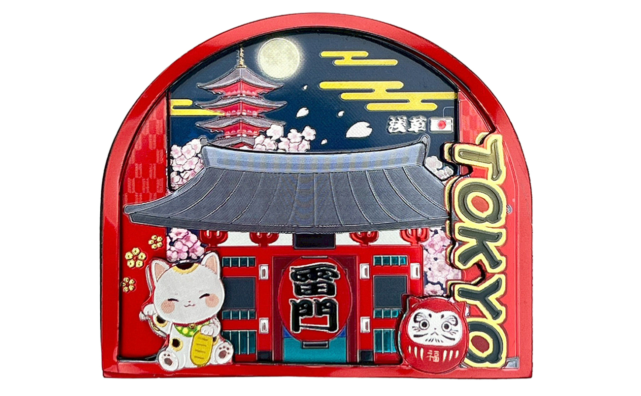 ラバーエッジングマグネット（浅草雷門桜招き猫）