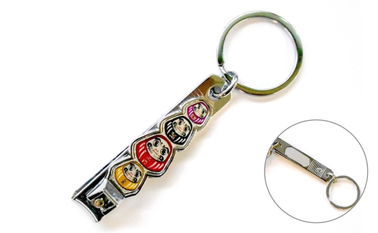 エッチングJAPAN爪切りキーホルダー（だるま4連）