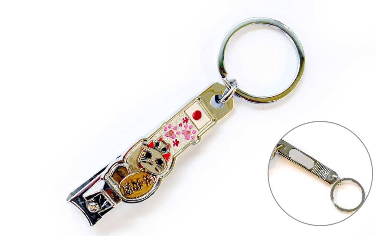 エッチングJAPAN爪切りキーホルダー（千万両招き猫）