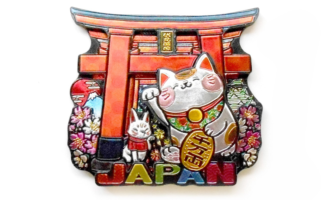 ラバーエッジングマグネット（飛び出す猫鳥居）