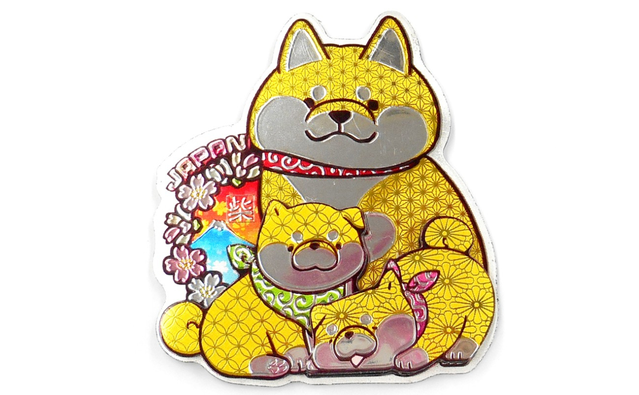 ラバーエッジングマグネット（柴犬親子・赤）