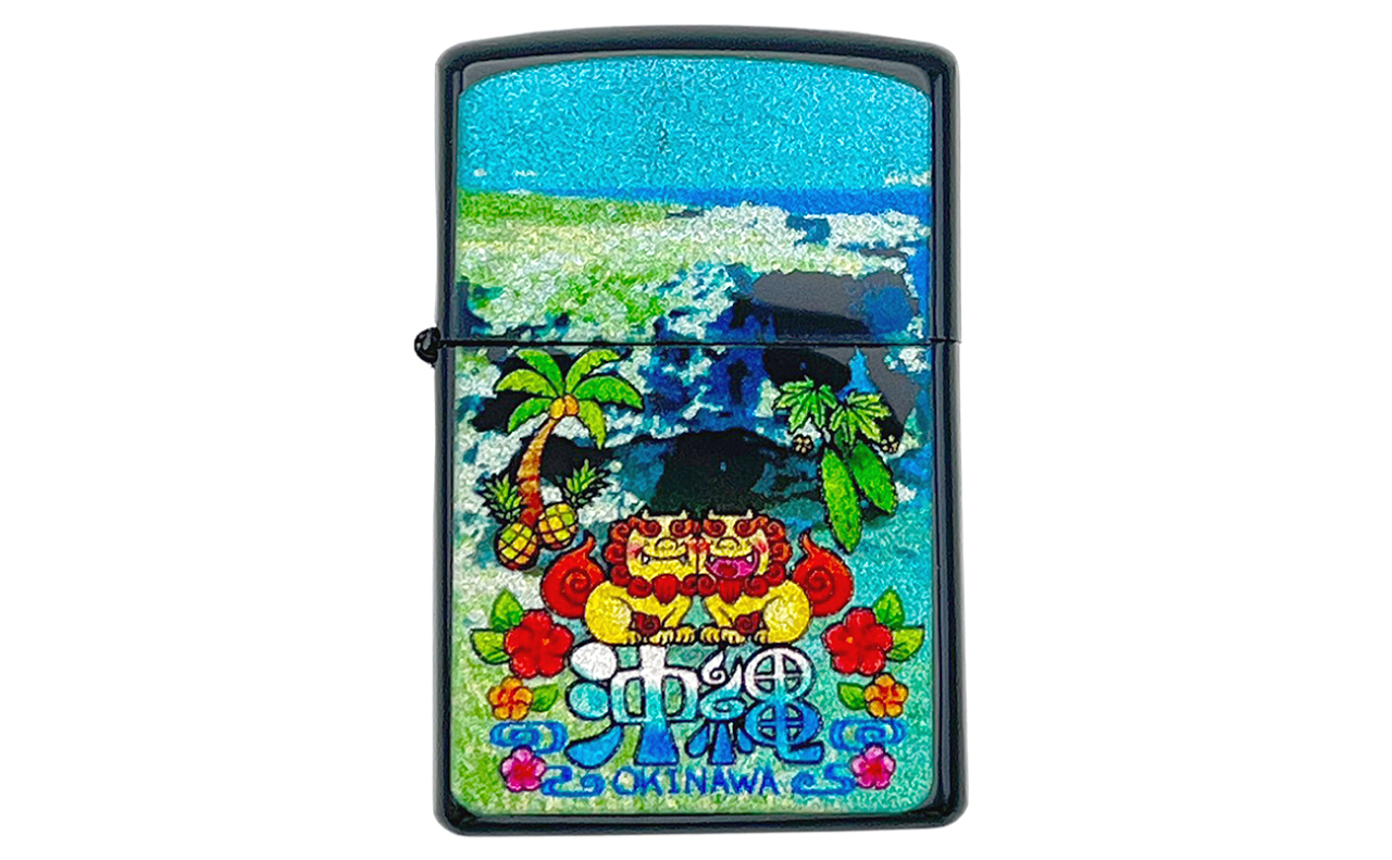 万座毛シーサー　オイルライター（青）