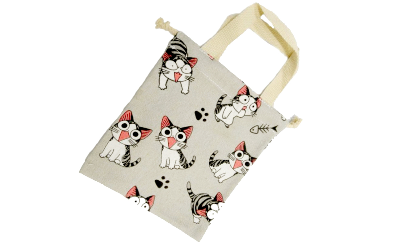 巾着袋（シマ猫）